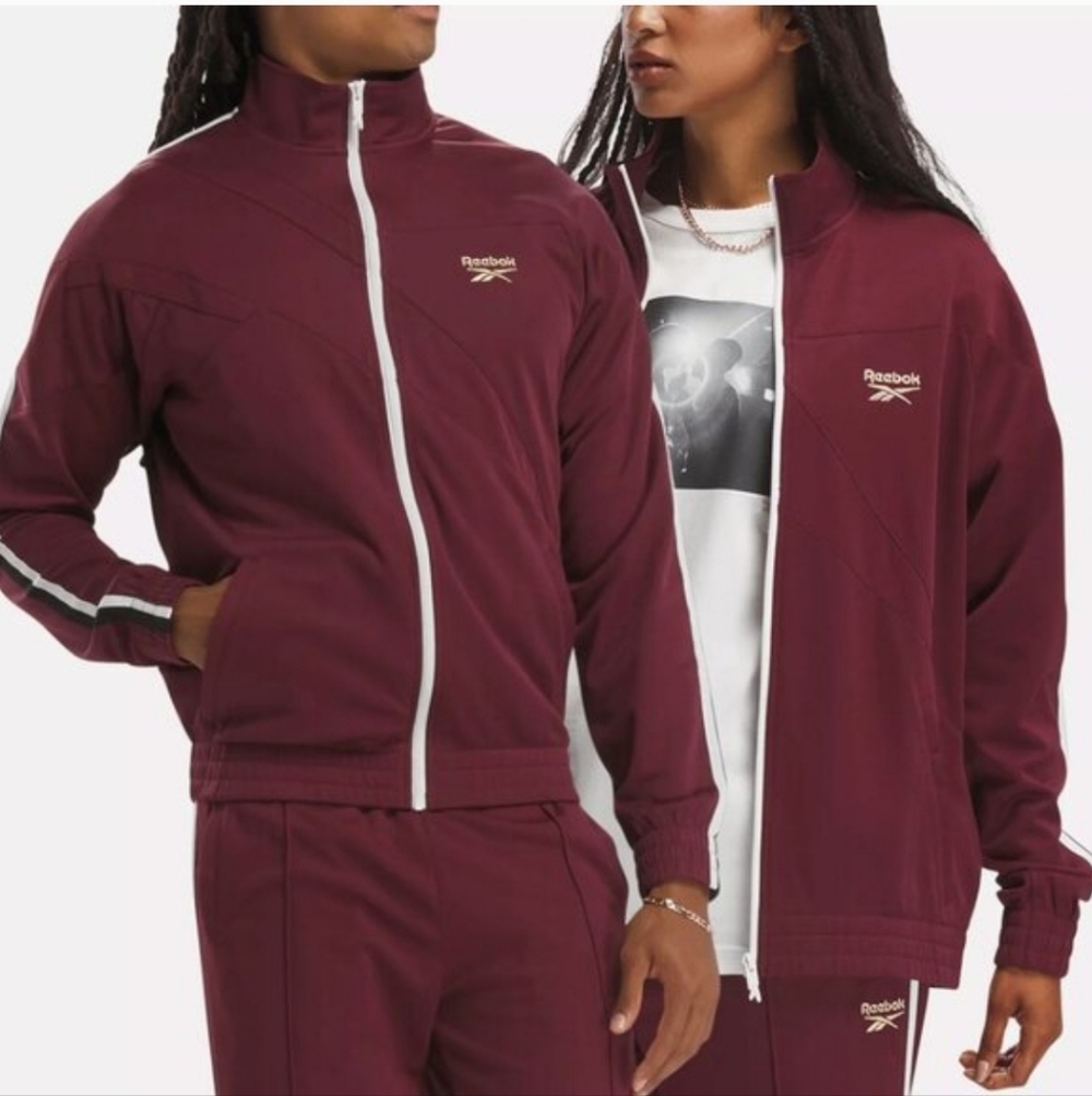 Reebok Men's Hip Hop Track Performance Jacket in Burgundy Large NWT